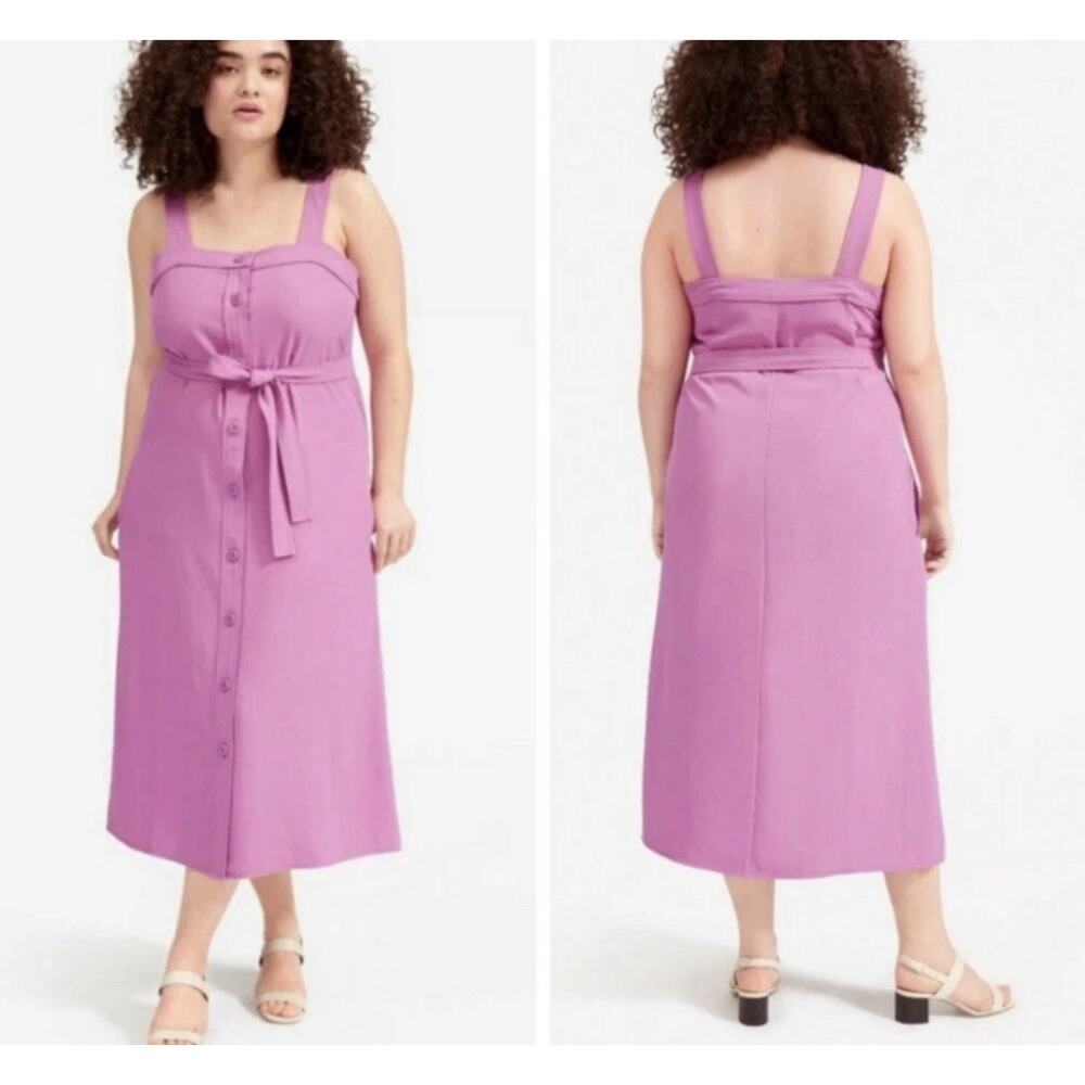 Everlane Japanese Goweave Picnic Button Front Midi Dress In Lavender Size 8 EUC - Picture 7 of 7